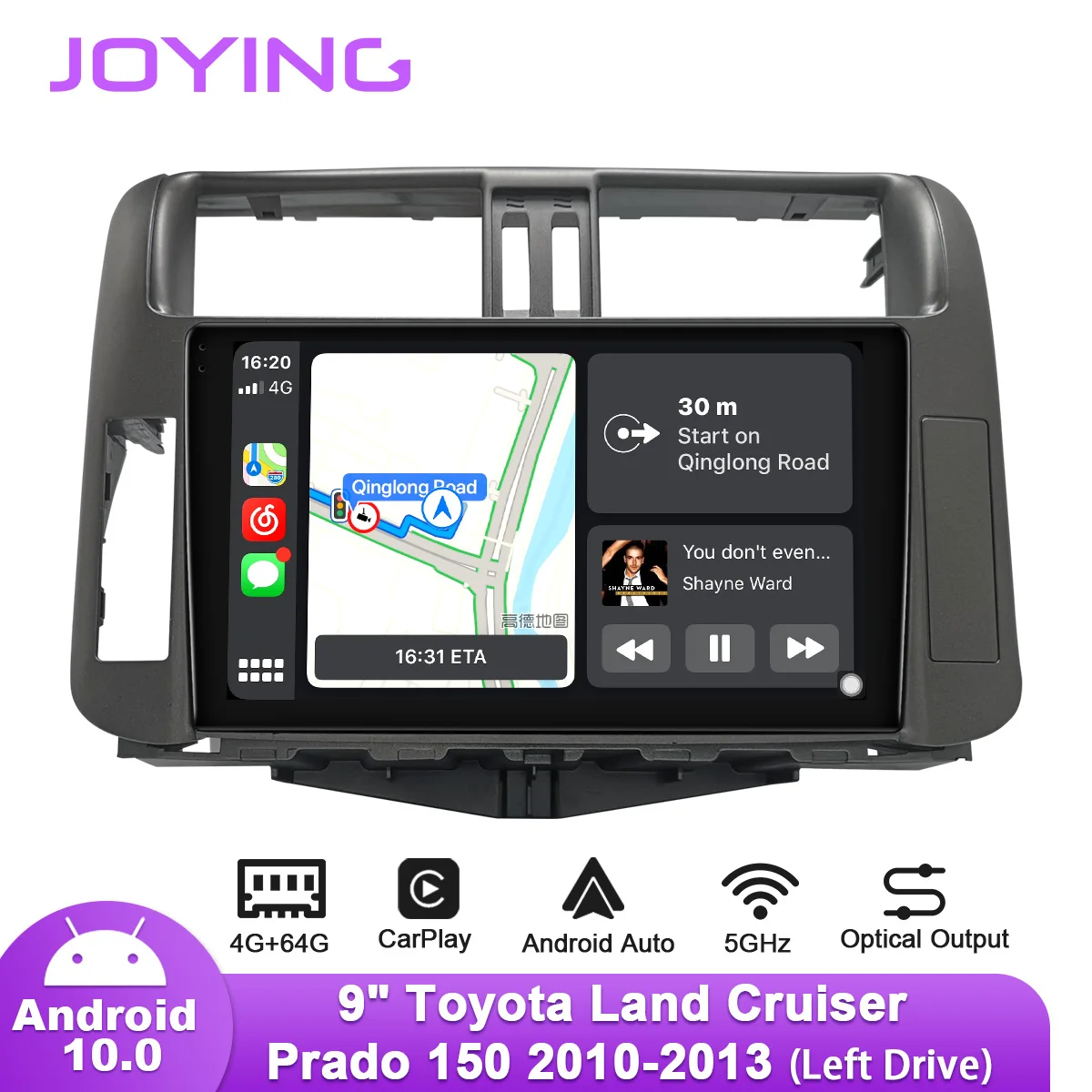 Радуясь 9 дюймов Android10 Автомобильная магнитола для Toyota LAND CRUISER PRADO 150 2010 2013 GPS Navi Carplay
