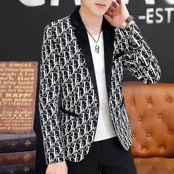 

Men 2020 Money Personality Joker Coat Suit Outside Pocket Spell Color Young Man Suit Single Piece Outerwear