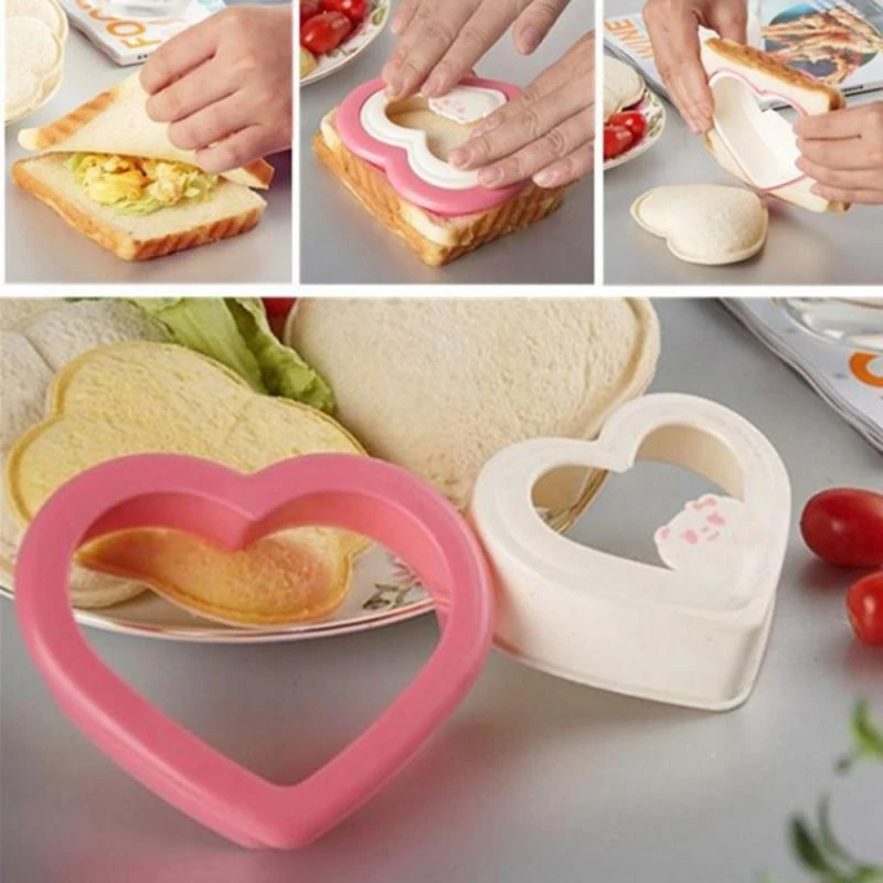 Household Love Heart Shape Sandwich Toast Bread Cake Maker Mold Cutter DIY Tool