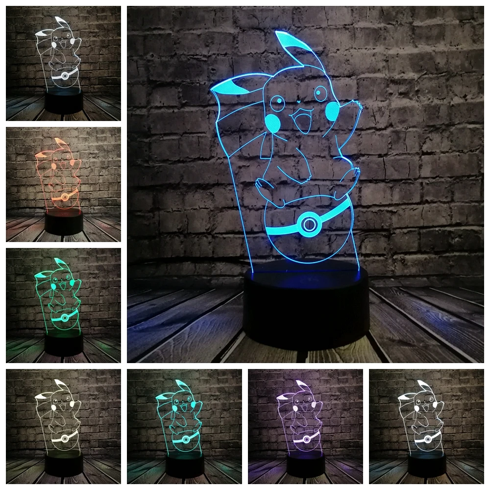 Pokemon Go фигурка 3D RGB лампа Пикачу Покемон Подарочный ночник светодиодный 7 цветов |