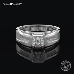 Shipei 100% стерлингового серебра 925 ювелирные изделия Роскошный Белый сапфир квадратный обручальное свадебное кольцо для мужчин женщин