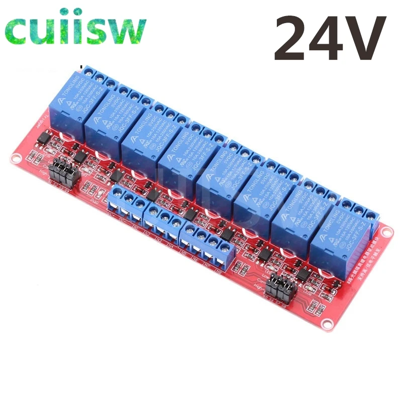 24V 8 channel Релейная плата щит с анод Испытание на устойчивость к высокой и низкой рычаг триггера для Ardiuno 24V 1/2/4/8 канальный Питание триггерный релейный модуль - Габаритные размеры: 24V 8 channel
