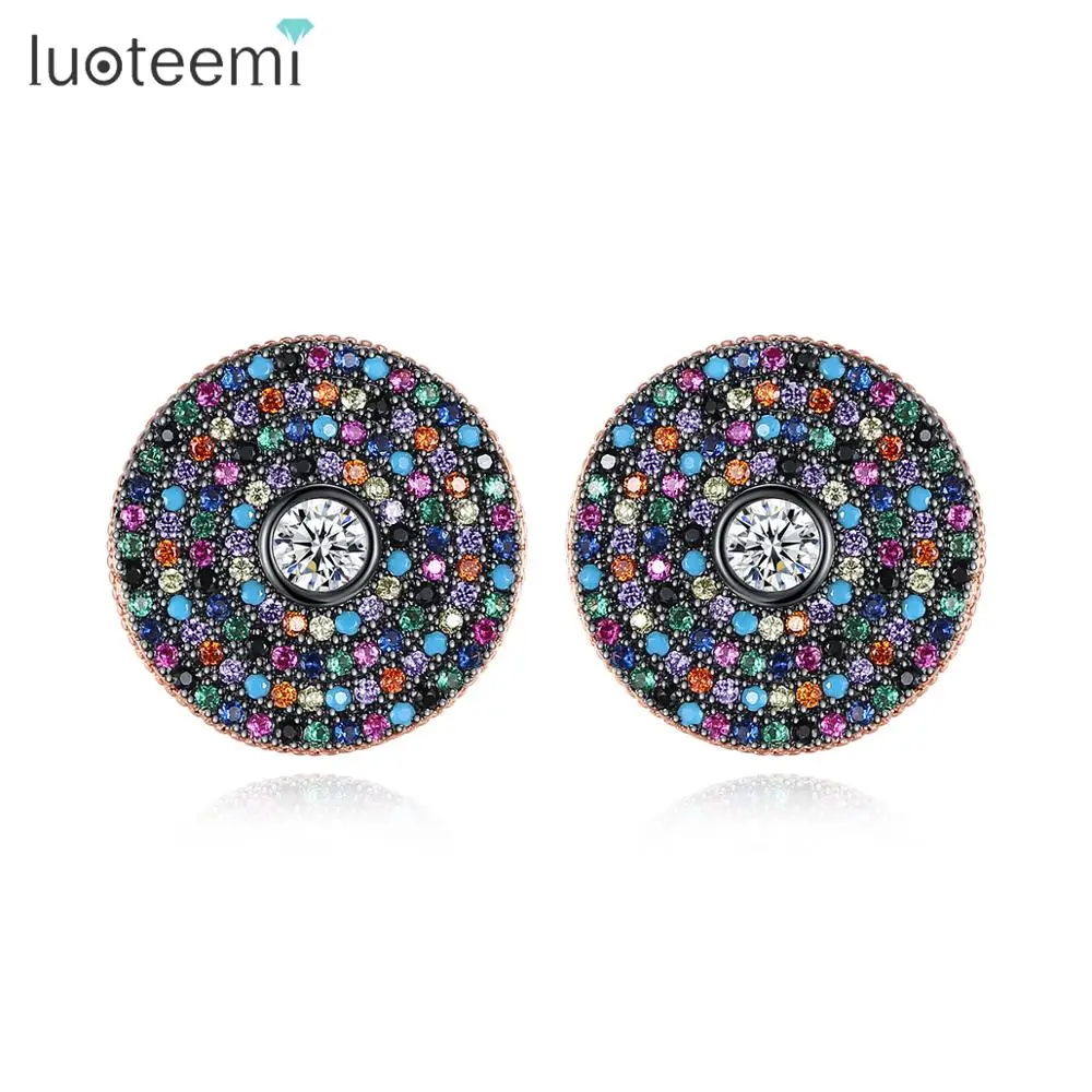 Винтажные богемные круглые серьги-гвоздики LUOTEEMI для женщин модные украшения