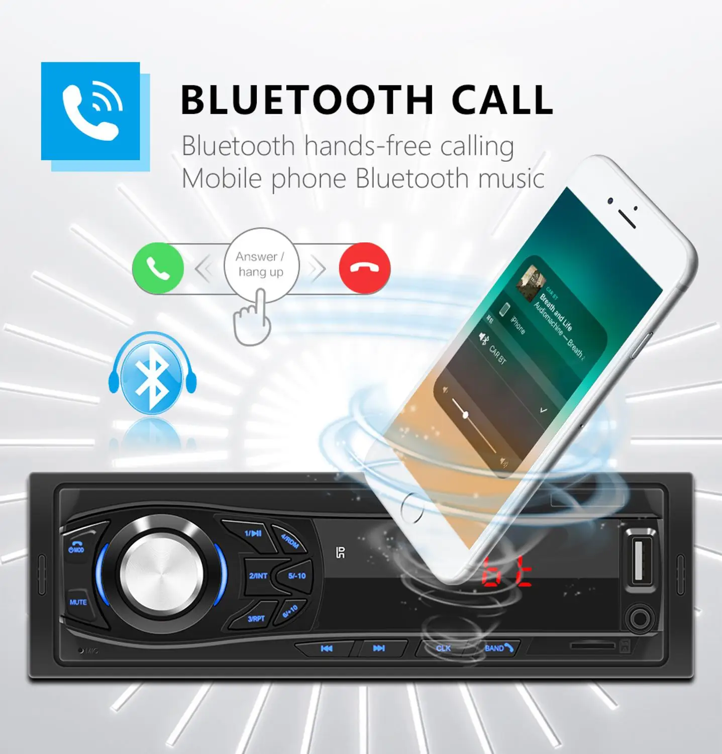 Автомагнитола 1 Din Bluetooth MP3 плеер светодиодный экран AUX USB FM поддержка радио для