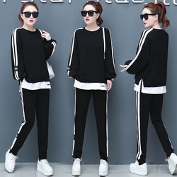 Conjunto de 2 piezas de talla grande para mujer, conjunto de top y pantalones, ropa de salón, moda coreana, rosa, 2020