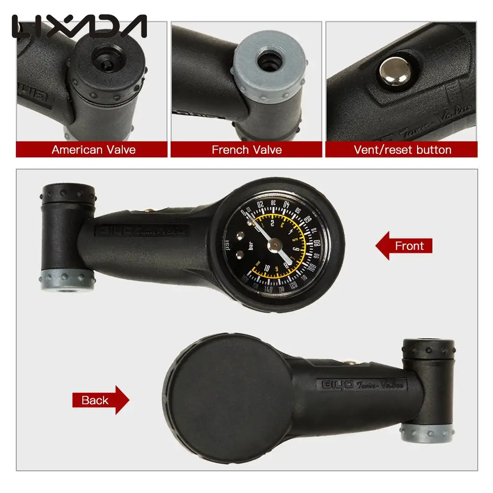 

Hot New Portable Bicycle Tire Gauge Barometer with Dual Valve Schrader Presta Vlave Tire Air Gauge for MTB Road Bike Cruiser Bik