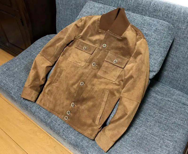 

Free shipping.New style Spring mens goatskin coat,casual leather Jackets,man fashion genuine Leather jacket.homme slim,