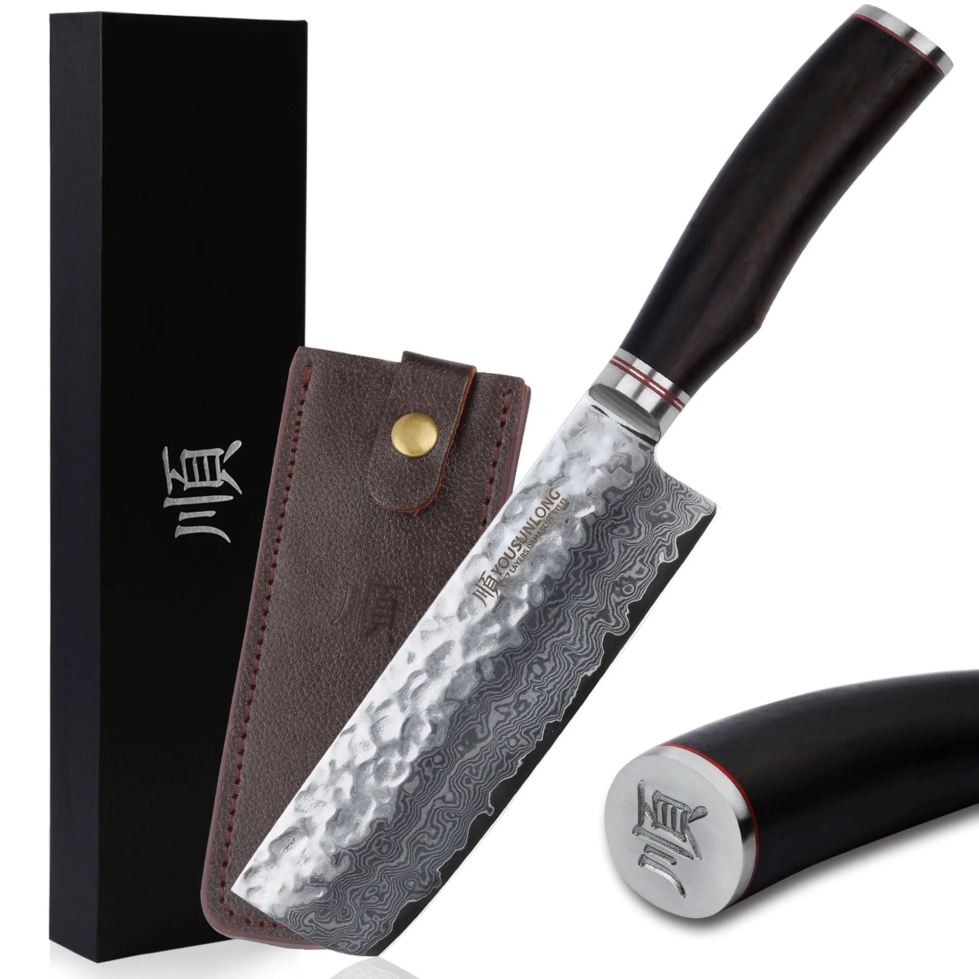 Youssunlong Nakiri 6 5 дюйма японская ручка Usuba VG10 из натурального черного дерева в Дамаске
