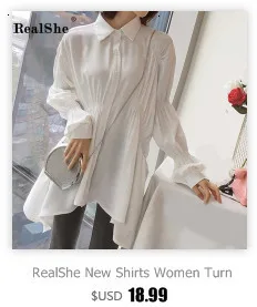 RealShe, женские рубашки,, длинный рукав, оборки, пуговицы, одноцветная, шифоновая блузка, женская, белая, весенняя, элегантная, Женские топы и блузки