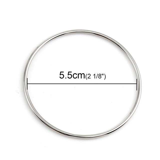 Stainless Steel Bangles Bracelets Rose Gold Silver Color Round Jewelry For Women Men Gifts 22cm - 18.5cm Long, 1 PC