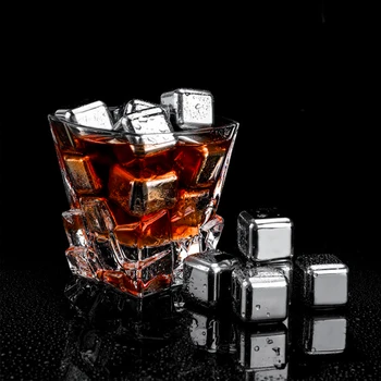 

Stainless Steel 304 Stones Ice Cubes Quick Frozen Ice Cubes Whiskey Cooler Rocks 4/6/8pcs Metal Ice Tools With Plastic Box