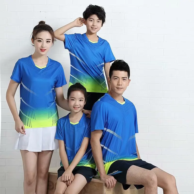 

2019 New Style Short Sleeve Men And Women Celebrity Style Table Tennis Wear Set Quick-Dry Children Sports Clothing Tennis Clothi