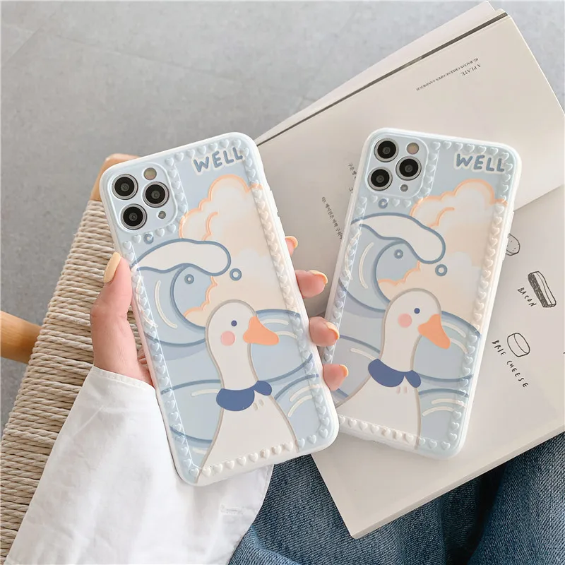 Милый чехол для телефона с уткой iphone 11 Pro Max 7 8 plus X XR XS SE 2020 мягкая задняя крышка