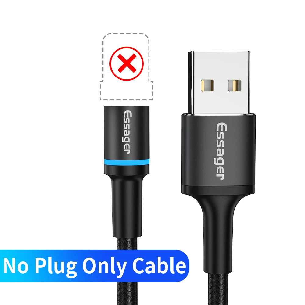 Магнитный Micro USB кабель Essager для iPhone samsung Android кабель быстрой зарядки usb type C 3 м кабель type-C Магнитный адаптер зарядного устройства - Цвет: No Plug Only Cable1