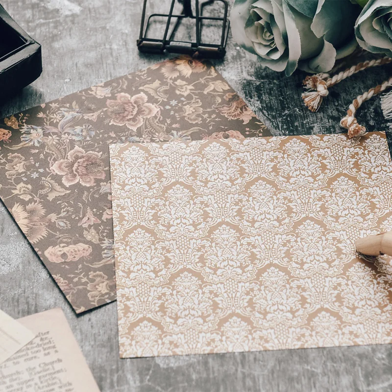 24Sheets/Set Vintage Flower Material Ppaper DIY Scrapbooking Journal Base Collage Photo Props Gift Wrapping Decoration Paper