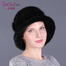 Женская панама, новая мода, одноцветные Повседневные шапки, шапка для женщин, взрослых девушек, цветочный дизайн, женская зимняя шапка из натурального меха норки