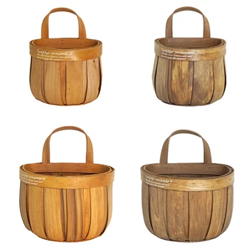 

1 Set Of 2 Storage Baskets Wooden Hanging Storage Bag Small Things Storage Storage Bag Decoration