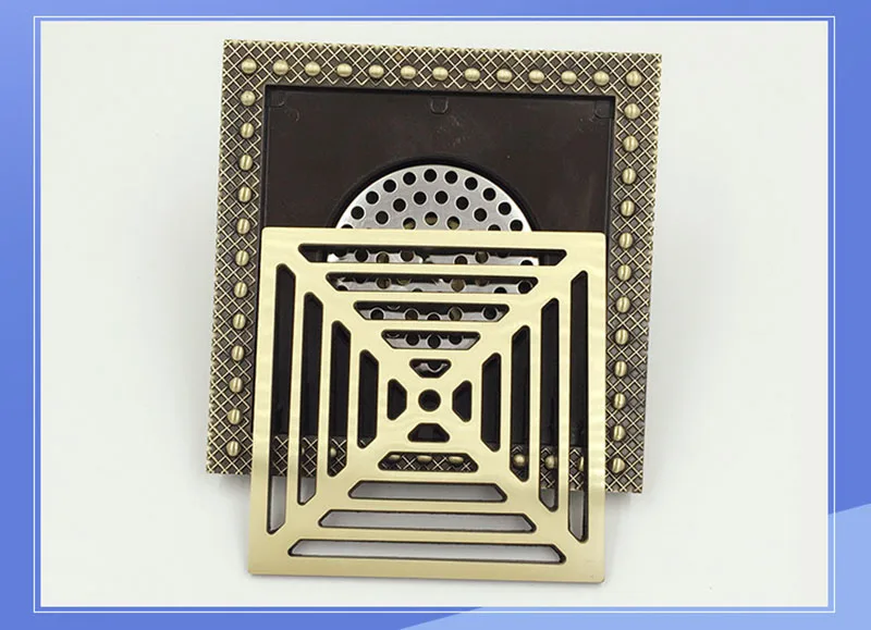 Европейский и американский стиль 15*15 см дезодорант античный медный Слив для пола слив в ванной медный квадратный пол сточных вод