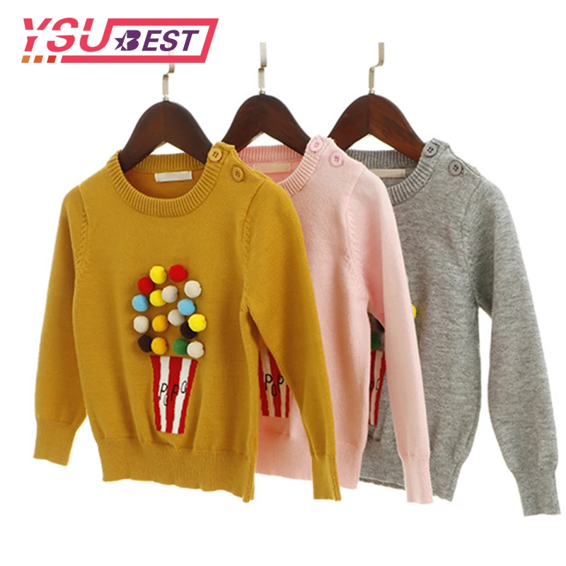 Свитер для маленьких девочек на весну, зиму и осень детские вязаные свитера с рисунком «попкорн» для девочек, вязаный свитер, пуловер желтого, серого, розового цвета
