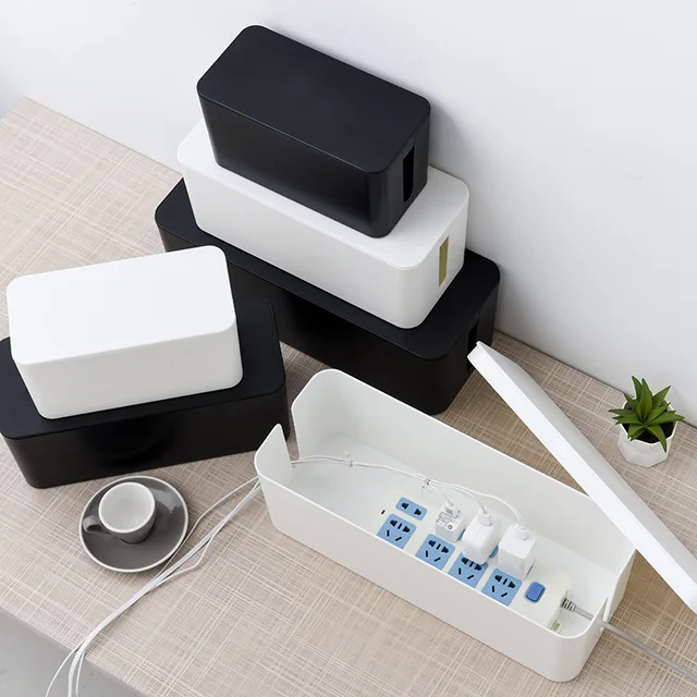 US $7.60 Plastic Wire Storage Box Design Convenient Removable Cover Cable Tidy Box Power Switch Easy to Heat
