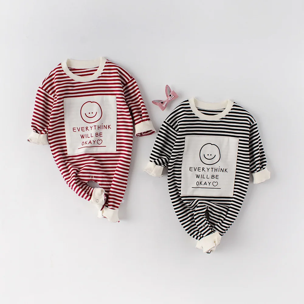 Koodykids/Новинка г.; комбинезон в полоску для маленьких девочек и мальчиков; детская модная одежда; весенние Комбинезоны для маленьких мальчиков; Осенняя модная Милая одежда для малышей