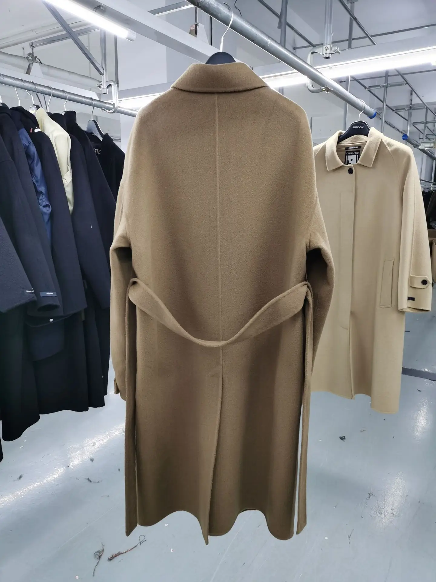 Корейские женские зимние пальто двухсторонние шерстяные модные длинные дизайнерские однобортные пальто с поясом высокого класса шерстяные пальто ручной работы