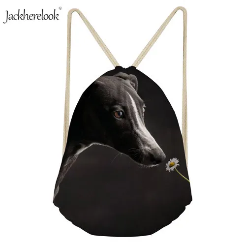 Jackhereook унисекс 3D темно-черная собака шаблон шнурок Сумка милая серая итальянская борзая дизайн рюкзак живое хранение для домашних животных мешок - Цвет: Y0818Z3