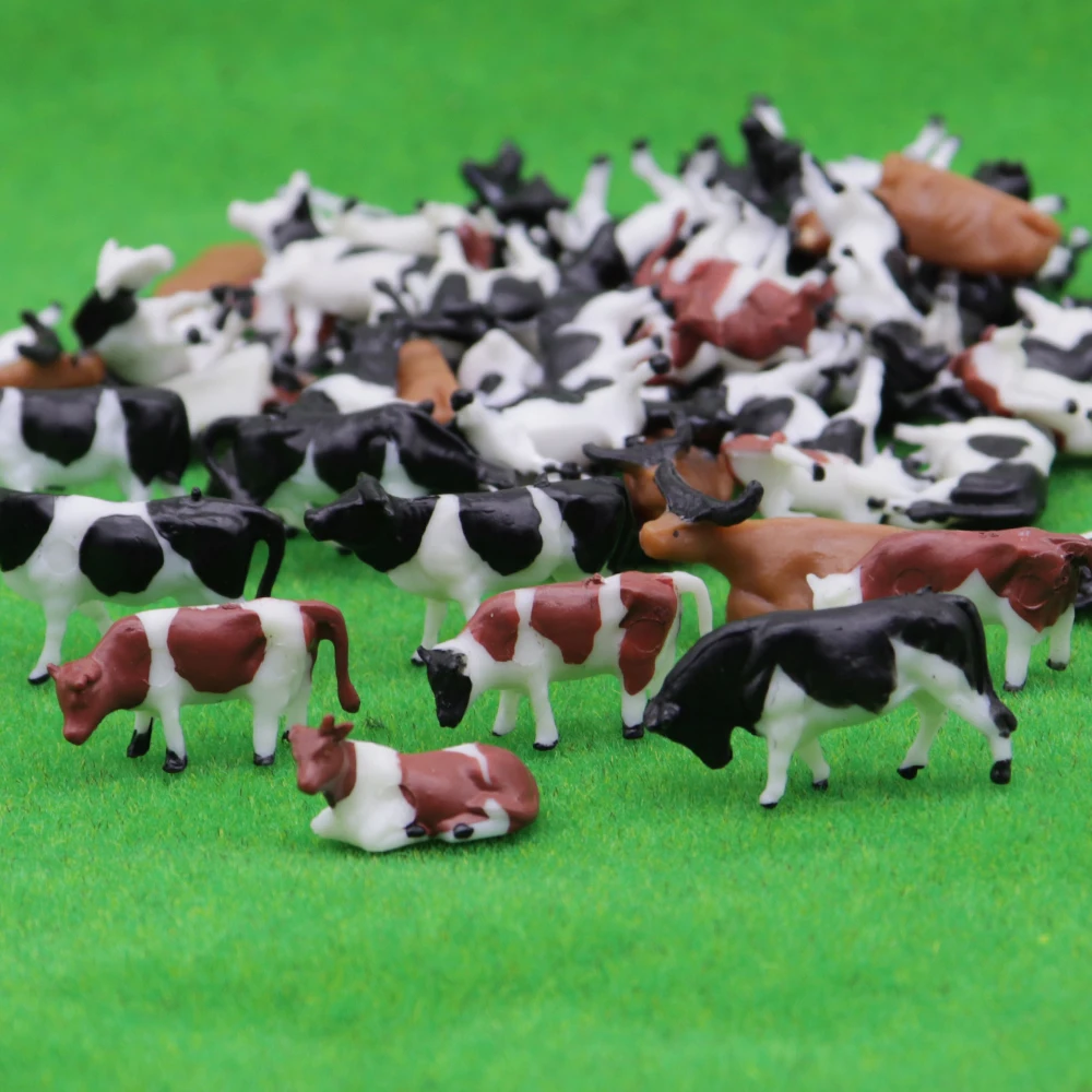 10pcs Colored Painted Model Cattle Cow Farm Miniatures Kid Favor Toys Scale 1:87 