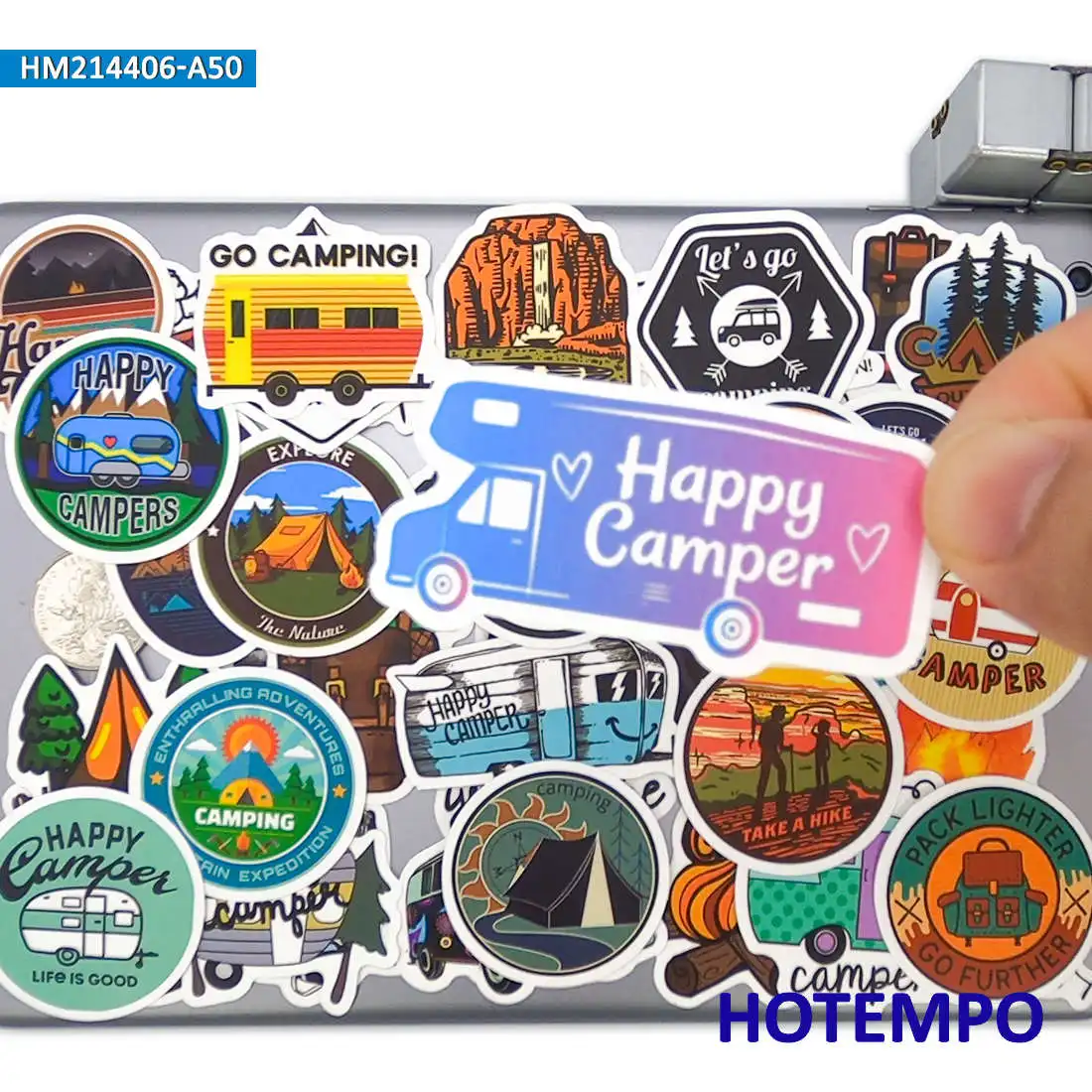 50 Stück, Camper Aufkleber, Zelten gehen, Wildnis erforschen, wandern, Outdoor Reisen, für Telefon, Scrapbook, Gepäck, Fahrrad, Skateboard, Motorrad, Auto, Helm, Tasse, Laptop-Aufkleber – Detail 2