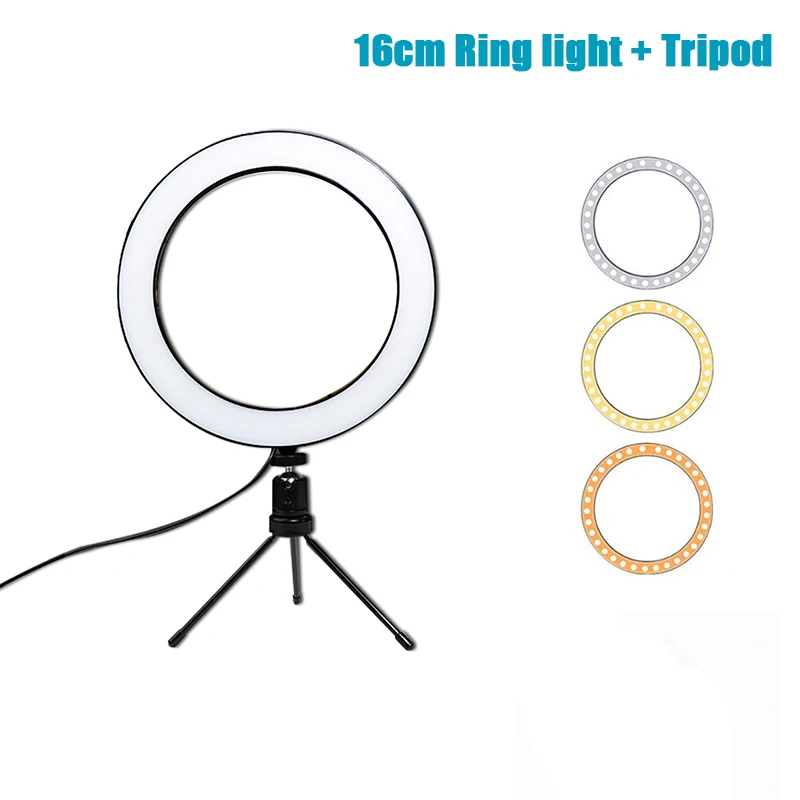 Ringlight para Smartphone Luz com Tripé Led Selfie Anel Pode Ser Escurecido Fotografia Iluminação Youtube Vídeo Tiktok 33cm - 26cm 16cm Usb 1 33cm 26cm 16cm usb led selfie anel