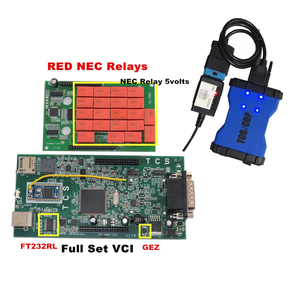 OBDIICAT TCS автомобильный диагностический инструмент V3.0 PCB 5В реле 2017 1/2016 с keygen