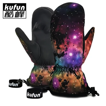 

ski gloves Snowboarding waterproof thickening Winter Warm Snowmobile hiking cycling men and women children -30 degree 2 finger