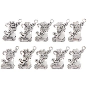 

10pcs/lot Charms Christmas Stocking 21mm Tibetan Silver Pendants Antique Jewelry Making DIY Handmade Craft For Bracelet
