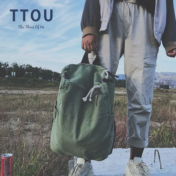 

TTOU Solid Color High Capacity Travel Backpack Laptop Canvas Women Backpack Female Schoolbag for Teenages Girls mochila mujer