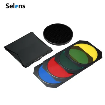 

Meking Studio Flash Barndoor For Strobe Honeycomb grid Light Control snoot 15cm-MK with Gel Filter Color
