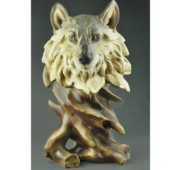 

Wolf Head Arts Crafts Articles Animal Head Sculptures Faux Wood Decorative Figurine Clubhouse Living Room Decoration Gifts L3266