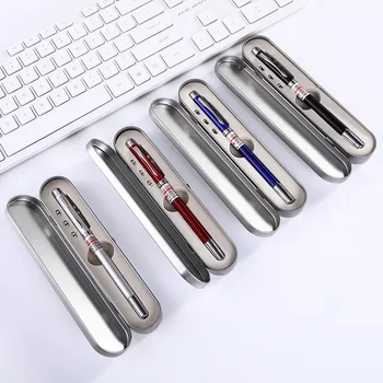 

4 in 1 Multifunctional Metal Pen Red Laser LED Light Retractable Teacher Metal Pen rollerball pen