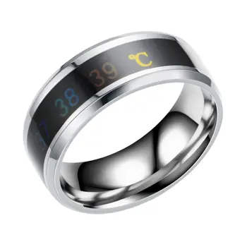 

Stainless steel intelligent temperature measuring ring Titanium steel Temperature display Valentine Gift