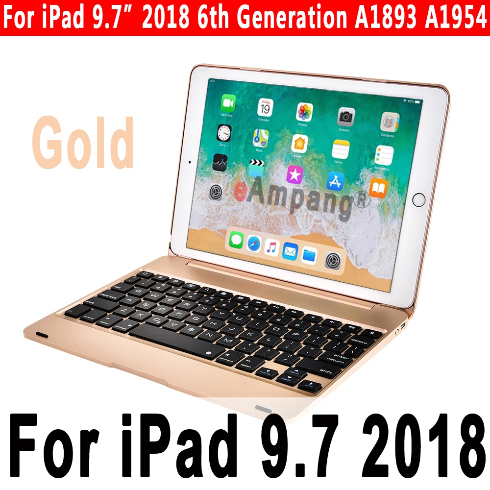 Smart Keyboard чехол для Apple iPad 9,7 5th 6th поколение воздушных 1 2 Air1 Air2 Pro 9,7 A1893 A1954 A1822 A1823+ Защитная пленка+ ручка - Цвет: Gold for 9.7 2018