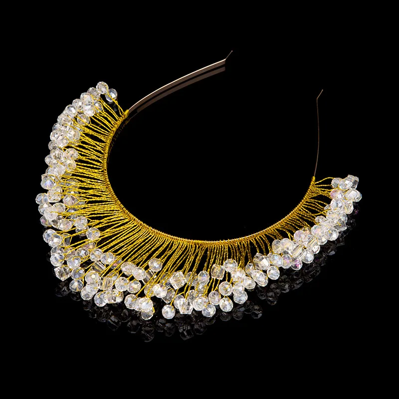Hand-made Bridal Headwear Bride Wedding Crown Women Formal Party Hair Accessory Stunning Pearls Elegant Hairwear