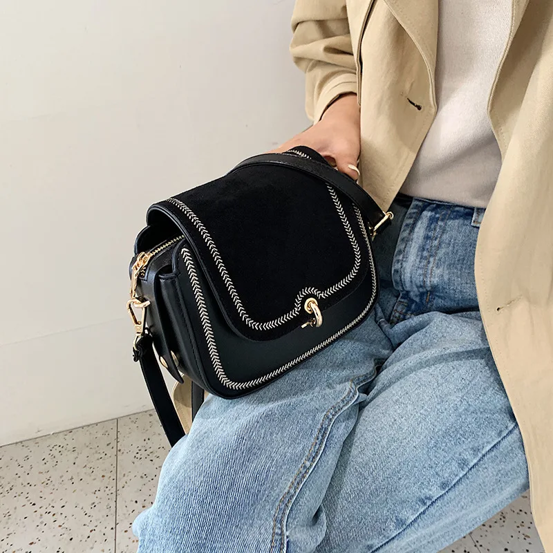 

New Arrival Textured Bag Versatile Korean-style Simple WOMEN'S Bag 2019 Summer New Style Western Style Saddle Bag Non-mainstream