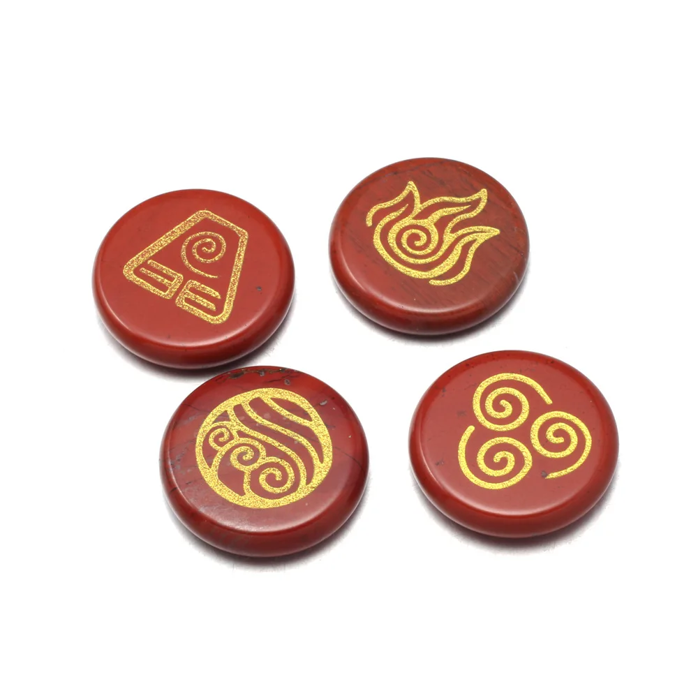 

2020 Natural Stone Loose Beads red stone Round with Four Different Runes Making for Charms Jewelry Gift for Women size 25x25mm