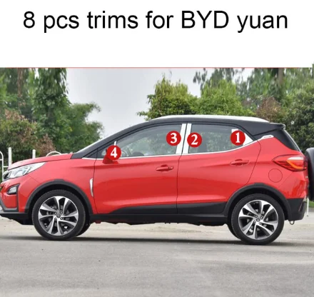 Отделка окна автомобиля из нержавеющей стали для byd song юаней - Цвет: 8 pcs trims