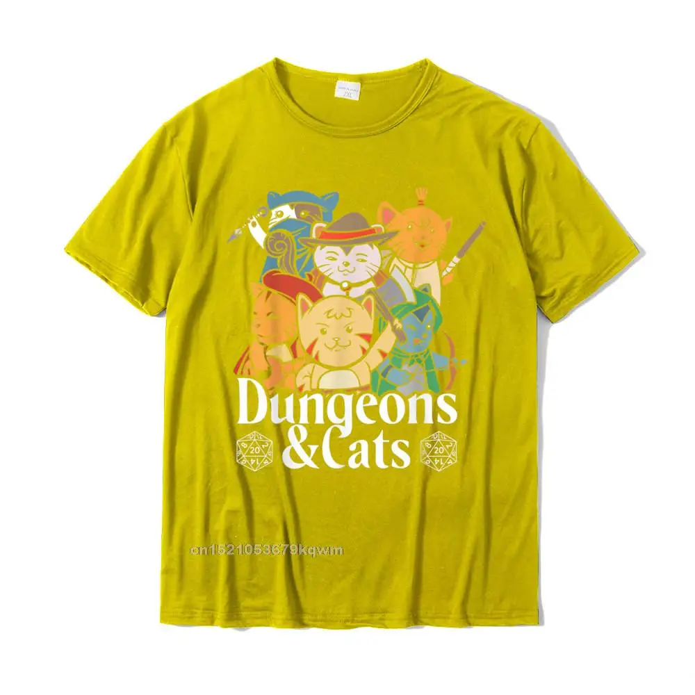 Leisure Tops Shirt Family O Neck Printed Short Sleeve 100% Cotton Men Top T-shirts Family Sweatshirts Drop Shipping Dungeons and Cats RPG D20 Fantasy Roleplaying Gamers T-Shirt__5244 yellow
