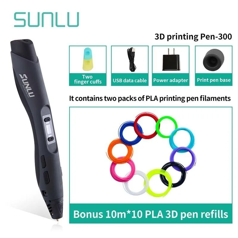 Sunlu 3d принтер ручка черного цвета как лучший подарок для детей и взрослых 3D печать Ручка Поддержка ABS/PLA нити заправки 1,75 мм