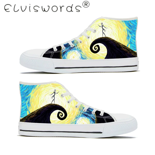 US $24.37 ELVISWORDS Female Vulcanize Shoes The Nightmare Before Christmas Skellington and Sally Printed Brea