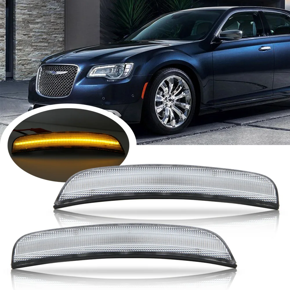 2pcs For Chrysler 300 2015 2016 2017 2018 2019 Front Amber LED Side Marker Light Clear Lens Turn Signal Lamp | Автомобили и