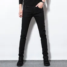 Черные джинсы мужские эластичные облегающие обтягивающие Брюки для похудения мужские весенние трендовые брюки в Корейском стиле