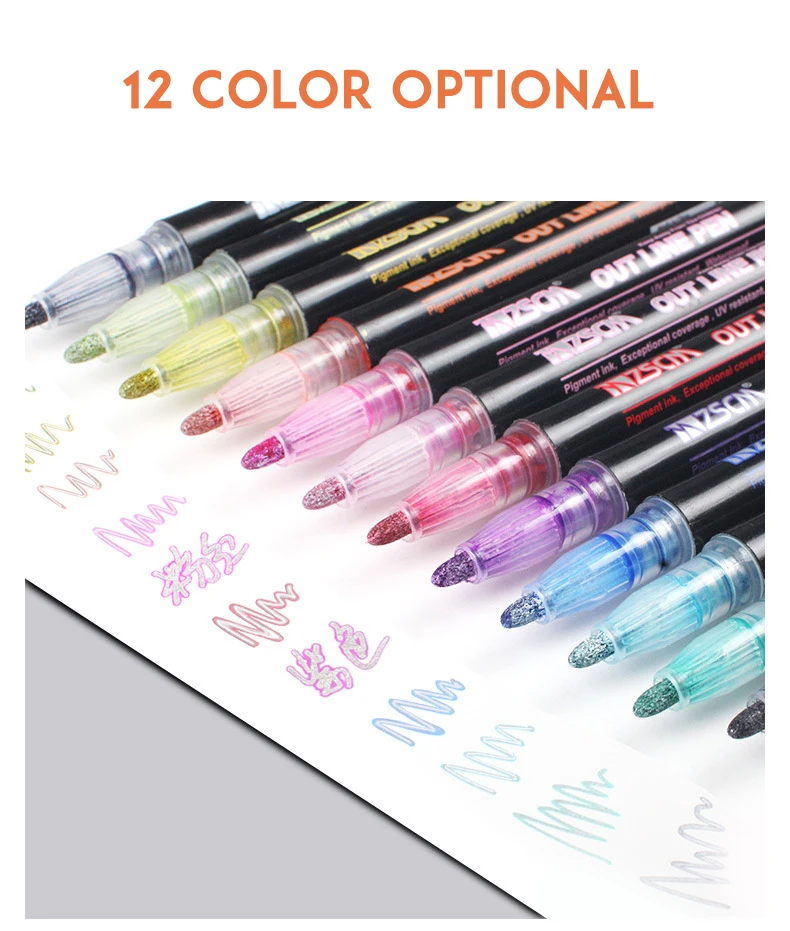 21 Colors Double Line Contour Colored Paint Marker Set Highlighter Outline  Marker for Scrapbooking Bullet Diary Poster Gift Card