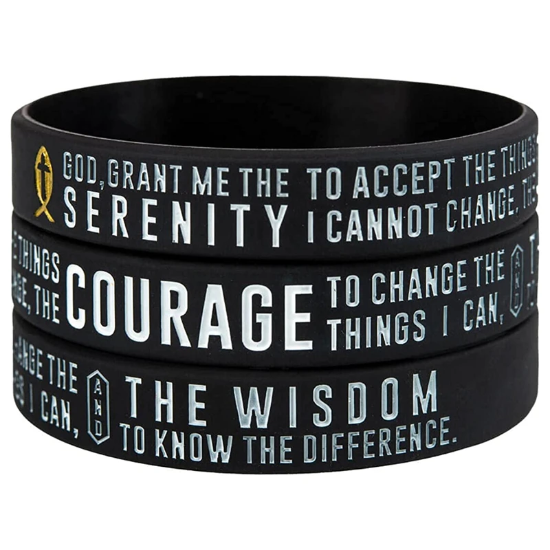 300pcs Serenity Prayer with Serenity Courage Wisdom Wristbands Silicone